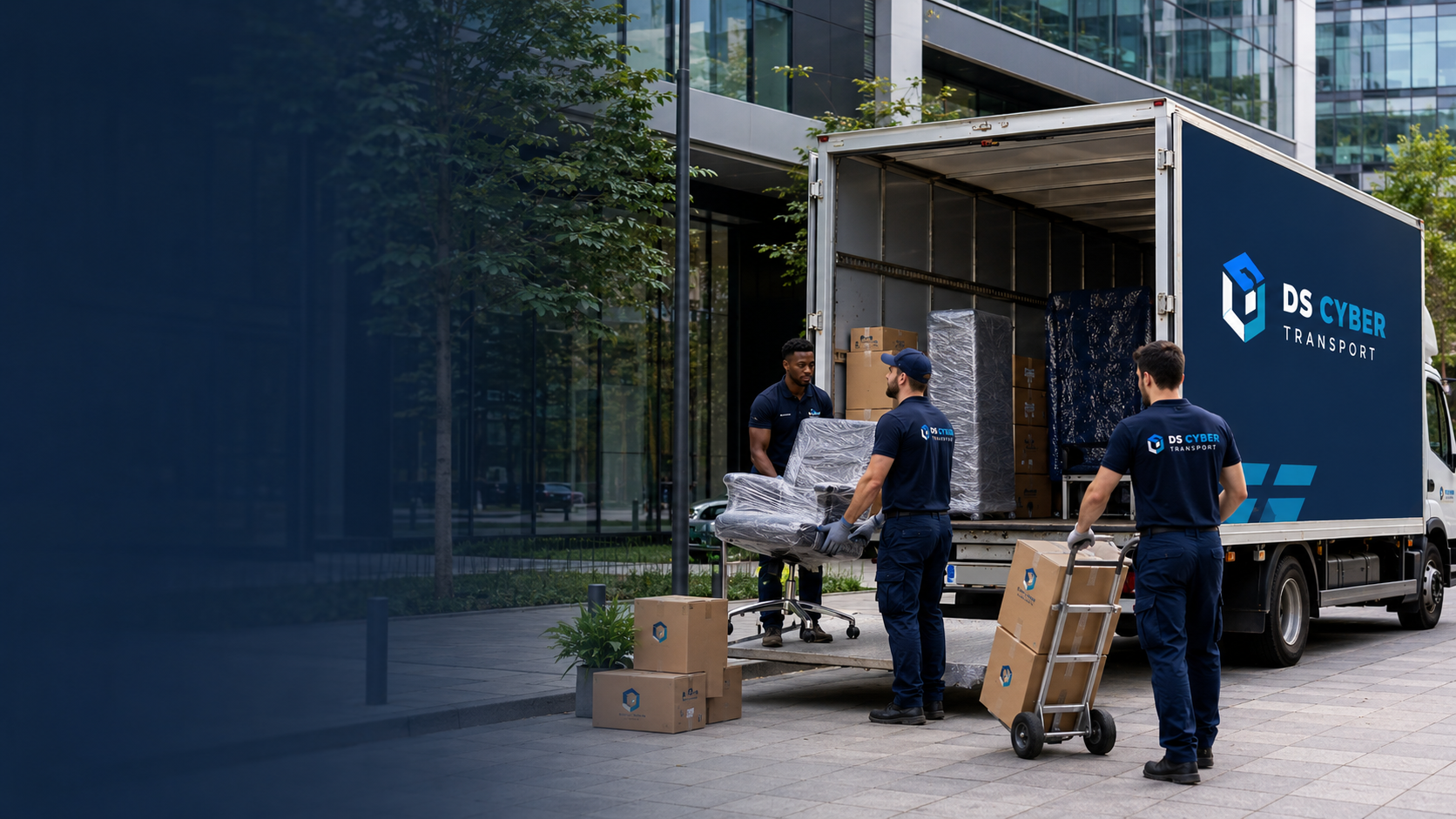 Camion et équipe pour transfert professionnel